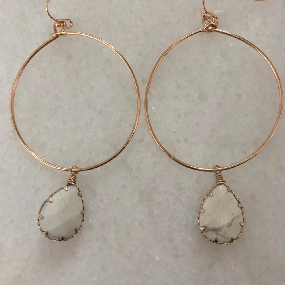 Stuck On You Hoop Earrings, Howlite White - Picture 3 of 4